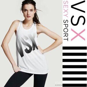 Victoria's Secret Sport | White and Black “VSX” Racerback Tank Top | Size Medium